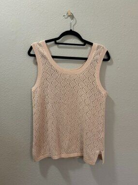 NWT Weekend by Short Story Pink Crochet Knit Tank Top